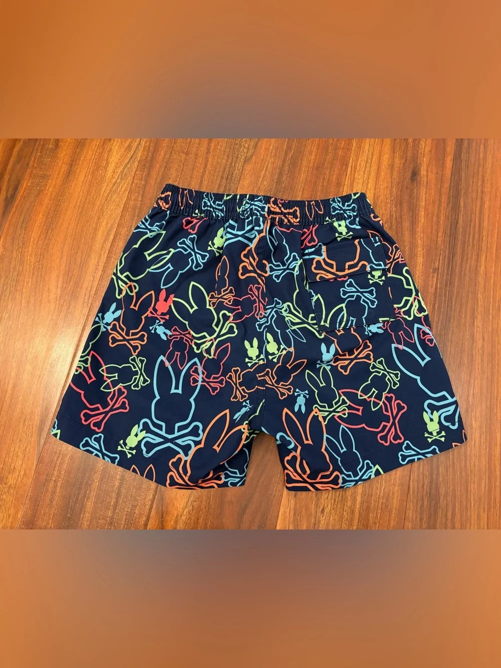 Psycho Bunny Navy Patterned Swim Trunks